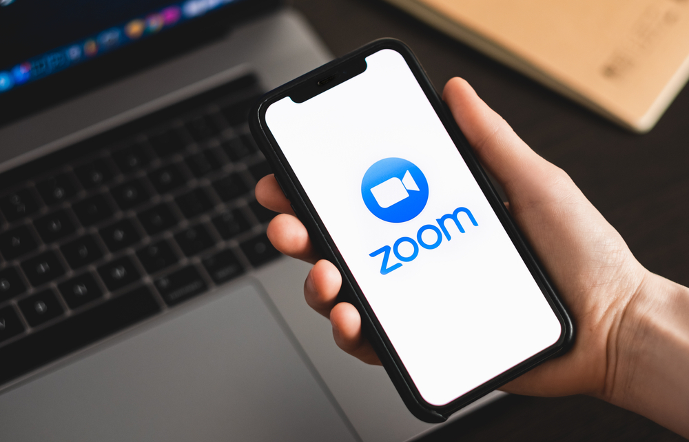 Zoom vs. Skype: Zoom Logo. Blue Camera Icon. Video Icon for Graphic Design Projects. 