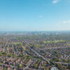 London vs Manchester: Ariel drone view houses in Manchester England Residential