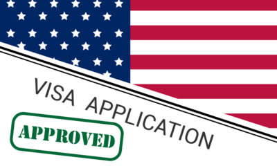 Temporary Work Visa vs Permanent Residency: Fragment of Stamp H1B USA Worker Visa.