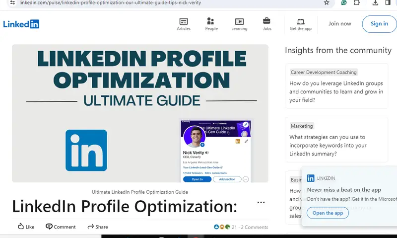 How You Can Succeed On LinkedIn In Canada: Optimized LinkedIn profile