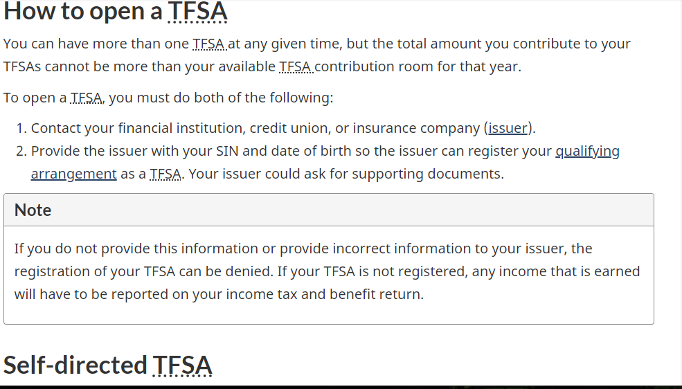 Tax-Free Savings Accounts (TFSAs) For Newcomers in Canada: A picture showing how to open a tax free savings account in canada