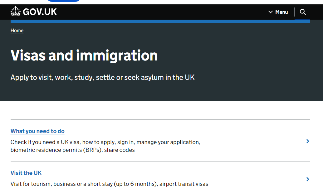 How to Avoid UK Visa Scams: Image screenshot showing of UK official website